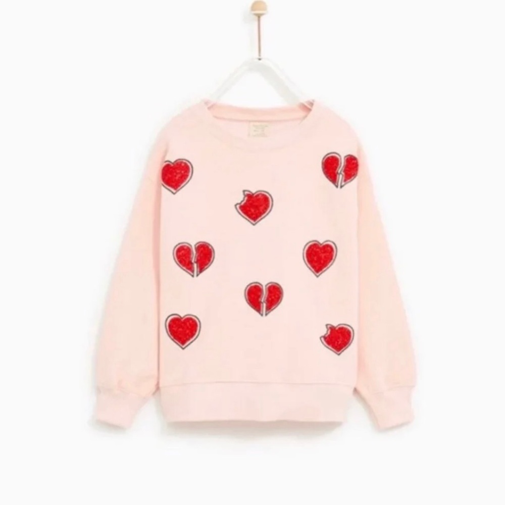 Zara girls heart aplique sweatshirt